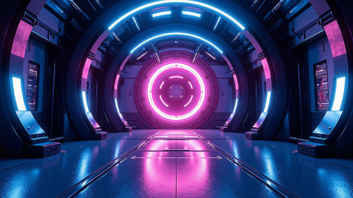 游戏界面设计，赛博朋克风格，蓝紫色调，现代化UI元素，科幻感强